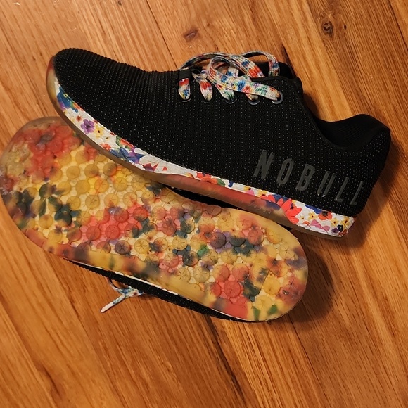 NOBULL Black Outwork Superfabric Lifting Sneakers with Floral Sole 8.5 - Picture 3 of 3